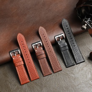 Bracelet de <span class=keywords><strong>montre</strong></span> classique vintage en cuir pleine fleur à motif litchi pour hommes et femmes, 20 22 24MM, à libération rapide, universel - Product Image 4