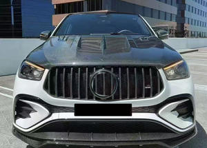 Новый капот из углеродного волокна с заклепками для Mercedes-Benz GLE53/GLE63/GLE450 2020+ LD Engine – универсальная установка, черный, простая установка 1 - Product Image 2