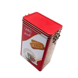 High Quality Customize Rectangular Tins Aluminum Jar Cookie Boxes Empty Biscuits Air-tight Metal Tin Box With Wire Closure