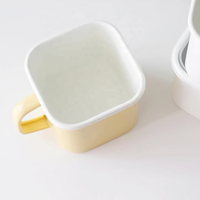 Tasse à lait carrée en émail, vaisselle émaillée personnalisée, bol profond pour nouilles instantanées, 12cm 14cm 16cm, boîte de rangement carrée en émail
