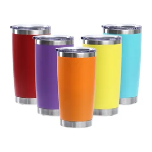 Wholesale 20oz 30oz Double Wall Stainless Steel Travel Coffee Mugs Insulated Vacuum Powdered Coated Tumbler Cups Travelers Mug