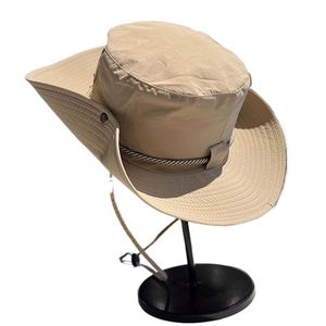 Casquettes de randonnée à séchage rapide pour le camping en plein air en été pour hommes et femmes, style japonais, chapeau de pêche avec cordon de serrage, style western cowboy - Product Image 1