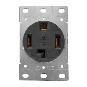 30Amp Power Outlet Panel, NEMA 14-30R 125/250V Flush Mounting Replacement Receptacle Industrial Grade, Black