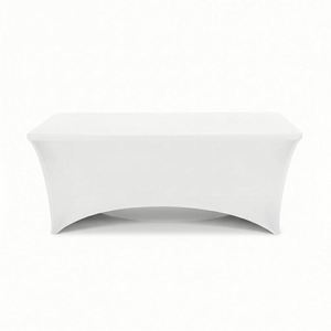 6FT Rectangular Fitted Wrinkle-Free Solid Black Stretch Spandex Tablecloth Washable for Events Parties Weddings - Product Image 6