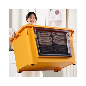 Large capacity Stackable durable plastic storage box with wheels underbed storage box with lid