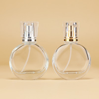 Botol Parfum Kaca Bulat Pipih 25mL dengan Nozzle Semprot, Mini Portabel, Kosmetik Kosong, Kemasan Terpisah