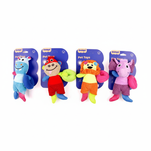 Set di colori misti 19x23cm velluto a coste animali cigolanti cane masticare giocattoli morbidi peluche per animali domestici - Product Image 2