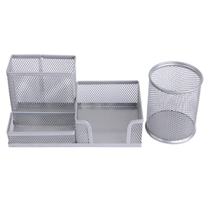 <b>Pen</b> Holder Pencil Holders <b>Pen</b> and Pencil Holder 2 Piece Mesh Stationery Organizer for Desk Pencil Cup <b>4</b> Compartments Welding - Product Image 3