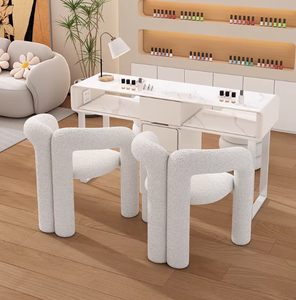 Mesa de Manicura de Madera Maciza Estilo Crema, Juego de Mesa y Silla para Manicura, Mesa de Manicura Japonesa para Una o Dos Personas - Product Image 2