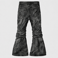 Jeans DiZNEW Premium Heavyweight Distressed pour Hommes, Détail Texture Minérale Unique, Coupe Évasée, Pantalon en Denim, Logo Personnalisé, Fabrication en Usine