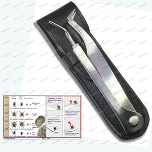 Kit d'outils pour enlever les tiques, pinces hygiéniques nettoyées par ultrasons, résistantes à la rouille, pour enlever les tiques chez les humains, les chiens et les chats, étui en cuir - Product Image 5