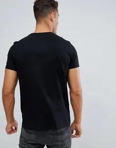 Hohe Qualität 220g Pima Baumwolle Slim Fit Schwarz T-shirts Großhandel Kurzarm Custom Plain Männer T-shirts