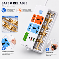 Regleta de Enchufes Universal Moderna Industrial de Latón y ABS con 3 Tomas, 1 Puerto Tipo C, 2 Puertos USB, Interruptor Maestro, 10A 2500W IP44