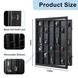 خزانة عرض كؤوس الشوت 2026، خزانة خشبية كبيرة مع رفوف، حامل مع باب زجاجي أكريليك، صندوق تخزين كؤوس الشوت مع أرفف قابلة للإزالة - Product Image 4