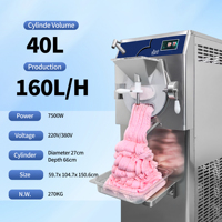 USA op voorraad 160L/H Veelzijdige Italiaanse harde ijsmachines, machine voor continue batchvriezing van bevroren roomijs en gelato.