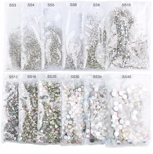 คริสตัล AB แบบหลังแบน Super Glitter Ss3-ss50 สำหรับตกแต่งเล็บแบบ 3 มิติ  ไม่ต้องใช้ความร้อน  ตกแต่งเล็บ  ตกแต่งเสื้อผ้า  คริสตัลแบบผสม - Product Image 4