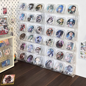Acrylic Badge Wall Mount Multi Tiered Display <b>Shelf</b> For Shikishi Storage <b>Desktop</b> Organizer With Clear Compartments - Product Image 1