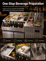 Station de bar intégrée en acier inoxydable avec double porte et armoire réfrigérée pour événements, station de bar à cocktails pour mélange de verres