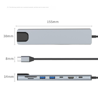 Adaptador Hub USB 3.1 C Multifuncional 8 en 1 de Aleación de Aluminio, Base de Transferencia de Datos, Expansión para Laptop MacBook Pro, Compatible con Tarjetas SD