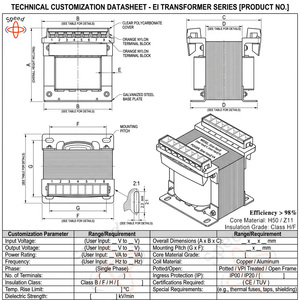Transformateur de sécurité monophasé à isolation basse fréquence EI 1000VA BK durable et personnalisé, <span class=keywords><strong>prix</strong></span> de gros usine pour petites séries - Product Image 2