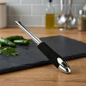 Éplucheur de jalapeños en acier inoxydable 430, éplucheur de piments dentelé avec poignée TPR pour cuisine commerciale et préparation de légumes - Product Image 4