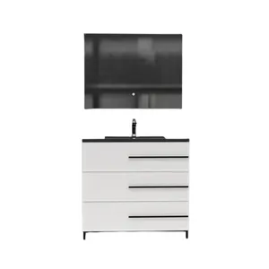 Tiêu Chuẩn Mỹ Tầng Thường Vụ 78 "Inch Mdf Phòng Tắm Vanity Với Ánh Sáng Led Bồn Rửa Đơn