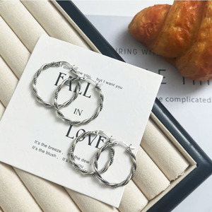 Kaiming 925 Sterling Silver Braided Hoop Earrings For Women Korean Style Vintage Handmade Small Size <b>Large</b> Size Everyday Wear - Product Image 2