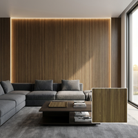 Panel de Revestimiento de Pared Decorativo Interior Moderno de WPC, Resistente al Fuego y al Agua, Diseño de Listones Huecos, Fácil Instalación para Vestíbulos de Hoteles y Villas