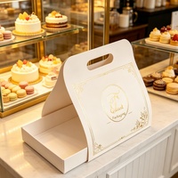 Boîtes à dessert personnalisées imprimées avec poignée, boîtes à gâteaux en papier recyclable pour boulangerie, boîtes à emporter en gros, emballage cadeau pour café et anniversaire