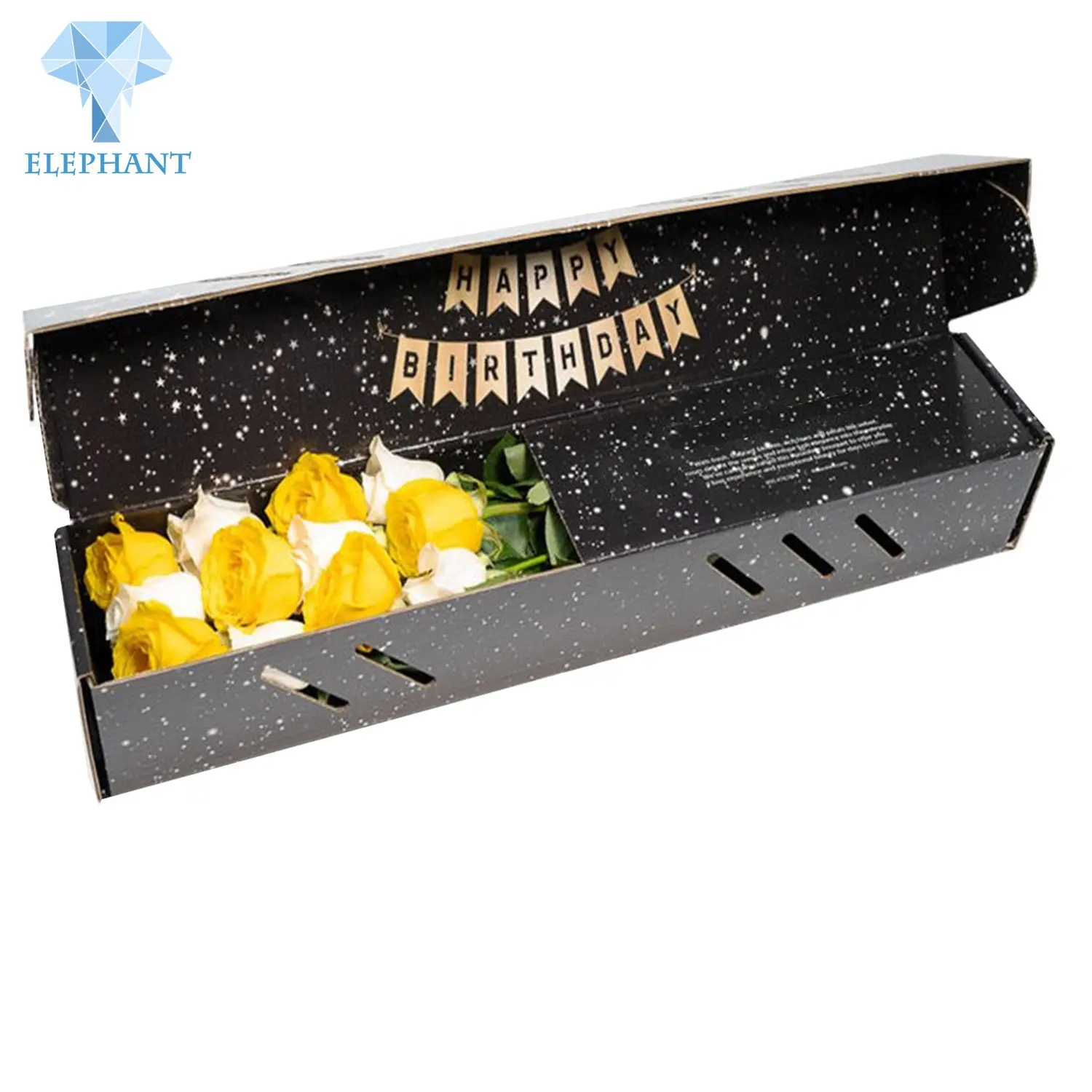 Wholesale Birthday I Love You Roses Gift Custom Paper Black Luxury Shipping Flower Box