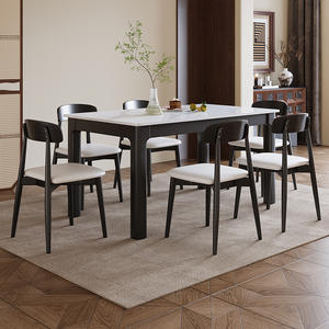Juego de mesa y sillas de comedor de madera maciza de 1.2 m, estilo moderno minimalista, de roble ligero de lujo, cuadrado, de 6 piezas. - Product Image 3