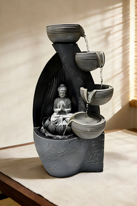 <span class=keywords><strong>Fontaine</strong></span> d'eau <span class=keywords><strong>Bouddha</strong></span> Zen à 4 niveaux en résine <span class=keywords><strong>pour</strong></span> la maison et le bureau, décoration apaisante et silencieuse avec pompe - Product Image 4