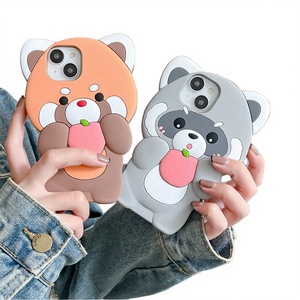 สำหรับ iPhone เคสโทรศัพท์มือถือกันกระแทกลายการ์ตูนรูปสัตว์แรคคูนพร้อมด้วยการตกแต่งในแม่พิมพ์ - Product Image 4