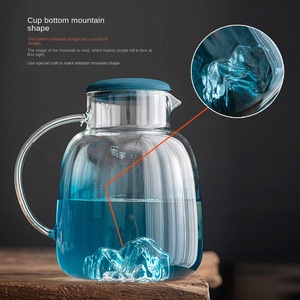 Creative Cool 1.8L Eco-Friendly Modern Heat-resistant Glass Water <b>Kettle</b> with Silicone Lid Snow Mountain Design for Party Use - Product Image 5