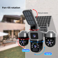 Cámara de Seguridad Exterior de 3 Lentes con Luz LED, 6MP, Seguimiento de Movimiento, Impermeable, Inalámbrica, 4G, WiFi, Solar, CCTV