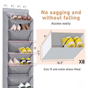 Wardrobe Organization Hanging Pockets Multi-Layer Door-Mounted Hanging Pockets Shoe Hanging Pockets with <b>Hooks</b> - Product Image 3