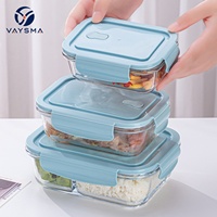 Contenants de stockage alimentaire en verre rectangulaires avec couvercles hermétiques, bol en verre borosilicate de haute qualité, compatible micro-ondes et congélateur