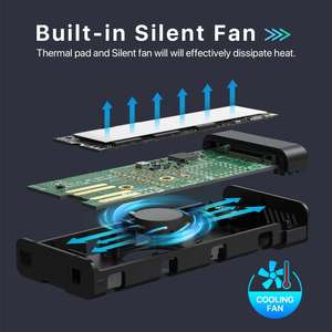 Aluminio M.2 NVME NGFF SSD <span class=keywords><strong>a</strong></span> <span class=keywords><strong>USB</strong></span> 3,1 <span class=keywords><strong>Adaptador</strong></span> convertidor tipo C Caja SSD Caja de <span class=keywords><strong>disco</strong></span> de estado sólido con ventilador - Product Image 2