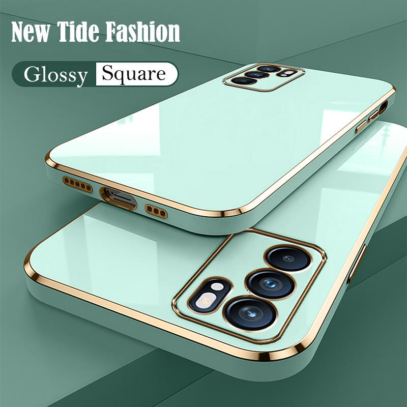 Luxury Square Edge Glossy Plated Phone Case for Oppo
