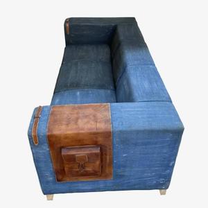 โซฟาเดนิมสามที่นั่งทำมือคุณภาพสูงจากไม้  ผ่านกระบวนการฟอกสีแบบออมเบร  ราคาขายส่ง - Product Image 3