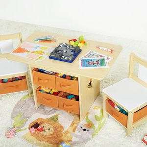 Ensemble de bureau et chaises pour enfants (y compris 2 chaises) Ensemble de bureau pour enfants en bois avec 6 boîtes de rangement Meubles pour enfants - Product Image 4