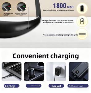 Lámpara de Lectura LED Flexible Recargable por USB, Lámpara de Cuello Portátil con Brillo Ajustable y Regulable para Tejer a Crochet - Product Image 5