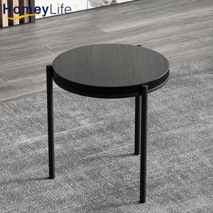 Petite <span class=keywords><strong>table</strong></span> basse ronde en métal <span class=keywords><strong>noir</strong></span> pour l'intérieur et l'extérieur, meubles d'extérieur en métal, ensemble de bistrot - Product Image 2