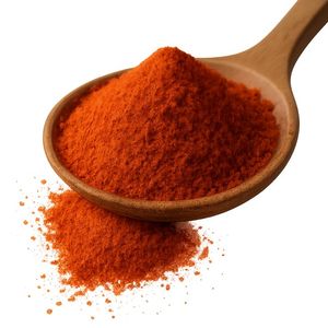 Poudre de piment rouge dans un bol en argile avec des piments séchés à côté - Product Image 3