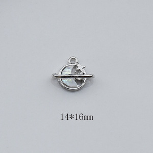 Accessoires de bijouterie en alliage de zinc, lune et étoiles, pour la fabrication de boucles d'oreilles, breloques étoiles et lune colorées avec strass, 8 mm, GJ201 - Product Image 5