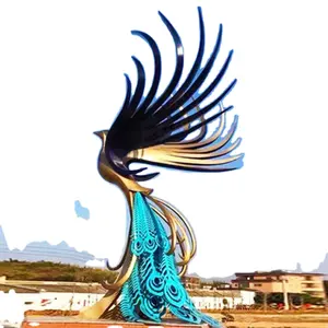 stainless steel painted phoenix sculpture for hotel lobby