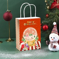 Sacs en papier kraft de Noël rouges personnalisés en gros pour emballage cadeau, petits MOQ, sacs en papier avec poignées