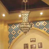 Luminaire suspendu long en fer doré marocain, E12 LED, éclairage pour meubles de maison, décoration islamique
