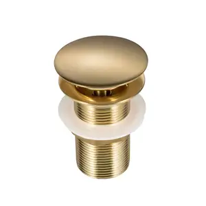 Click Brushed Gold Sink Waste High Performance Pop-up Brass Sink Basin Drain Without Overflow