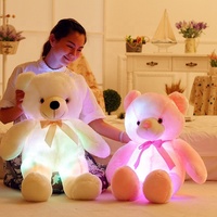 Ours en peluche lumineux de 30 cm en gros avec lumières LED, rembourrage en coton PP, jouet doux